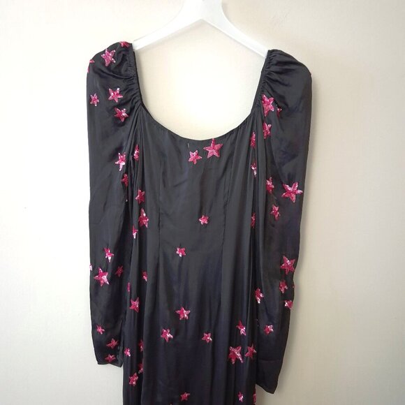 NWT Rococo Sand black & sequin star embellished satin effect maxi dress, S - Picture 5 of 8